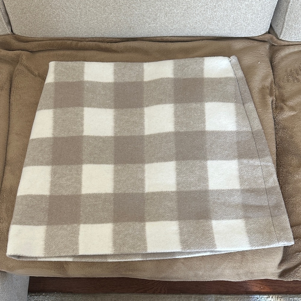 LOFT Checkered Skirt in Taupe and Ivory